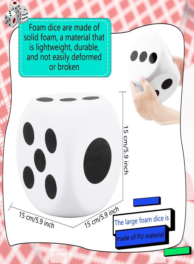 Cotiny 2 Pieces 6 Inches Large Foam Dice Set Giant Foam Dice Soft Dot Dice Toy for Family Educational Toys Parent Child Board Games Nights Casino Themed Party Decoration (Color Set 5) - Image 2